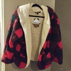Sweet Rain NWT Size Lrg Red & Black Fleece Jacket